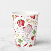 Strawberry Sundae Pattern Pappbecher (Links)
