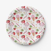 Strawberry Sundae Pattern Pappteller (Vorderseite)