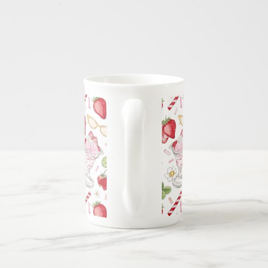 Strawberry Sundae Pattern Porzellantasse (Rückseite)