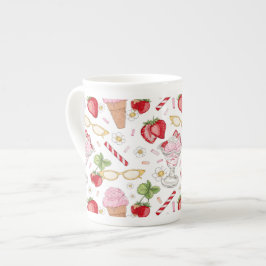 Strawberry Sundae Pattern Porzellantasse