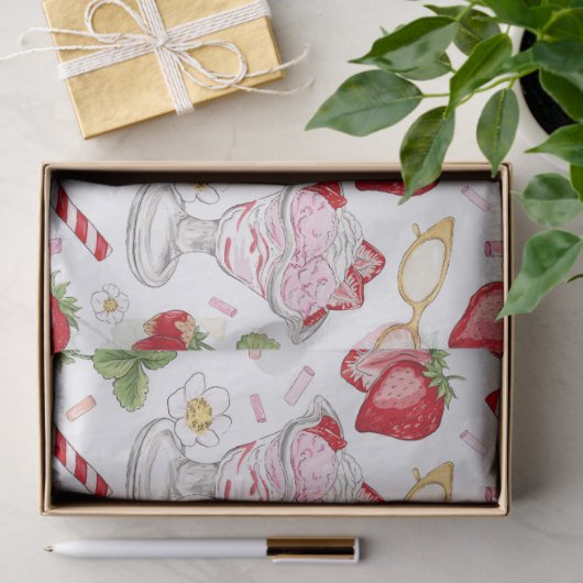 Strawberry Sundae Pattern Seidenpapier (Geschenk)