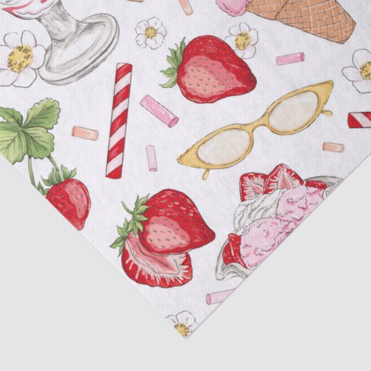 Strawberry Sundae Pattern Seidenpapier (Detail)