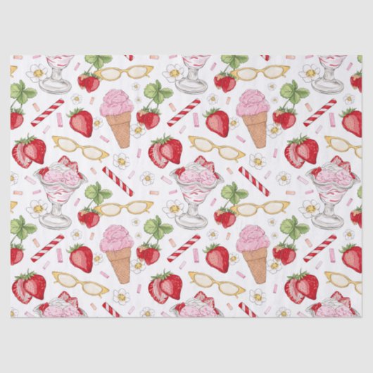 Strawberry Sundae Pattern Seidenpapier (Vorderseite)