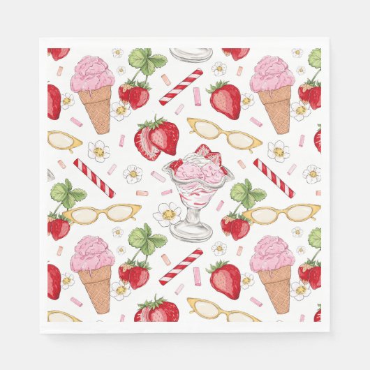 Strawberry Sundae Pattern Serviette (Vorderseite)