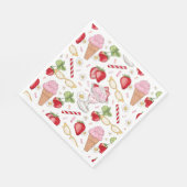 Strawberry Sundae Pattern Serviette (Ecke)