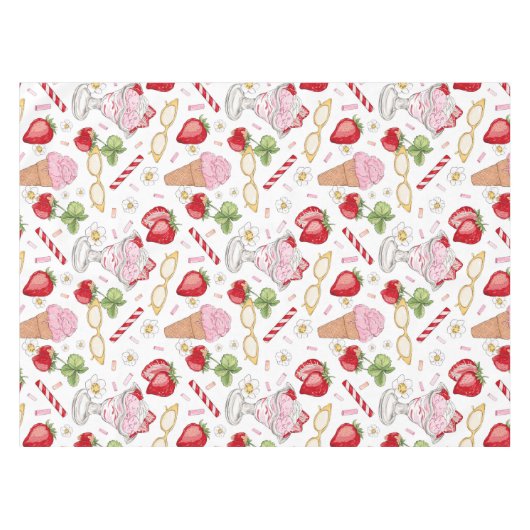 Strawberry Sundae Pattern Tischdecke (Vorderseite (Horizontal))