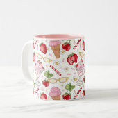 Strawberry Sundae Pattern Zweifarbige Tasse (Vorderseite Links)