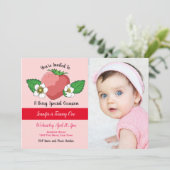 Strawberry Sweet 1. Geburtstag Einladung (Stehend Vorderseite)