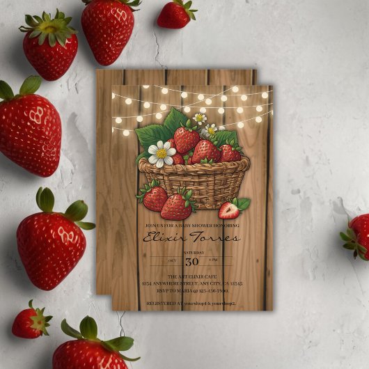 Strawberry Sweet Basket Baby Dusche Einladung