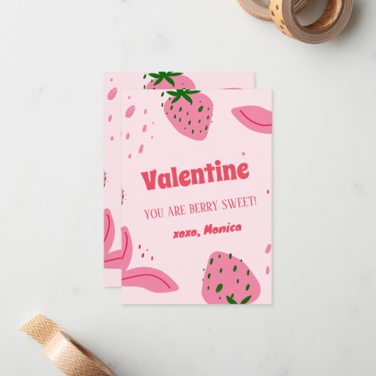 Strawberry Sweet Berry Valentinstag Mitteilungskarte (Vorderseite/Rückseite Beispiel)