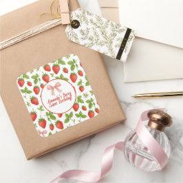 Strawberry Sweet Birthday Party - Square Sticker