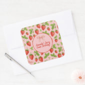 Strawberry Sweet Birthday Party - Square Sticker (Umschlag)
