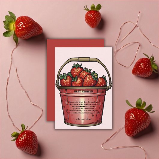 Strawberry Sweet Bucket Baby Dusche Dankeskarte