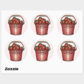 Strawberry Sweet Bucket Baby Dusche Runder Aufkleber (Blatt)