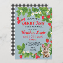 Strawberry Sweet Bunny Baby Shower (Red & Blue)