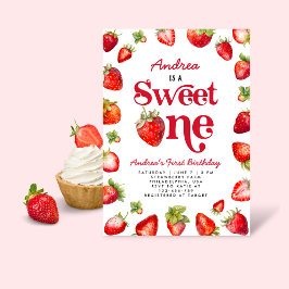 Strawberry Sweet Ein erster Geburtstag für Mädchen Einladung