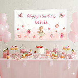 Strawberry Sweet Fairy Girl Geburtstagsparty Begrü Banner