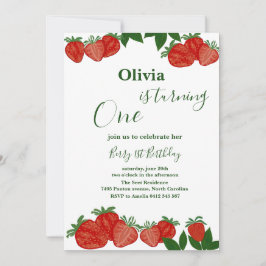 Strawberry Sweet Fruit Fresh Baby Shower Girl Einladung