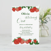 Strawberry Sweet Fruit Fresh Baby Shower Girl Einladung (Stehend Vorderseite)