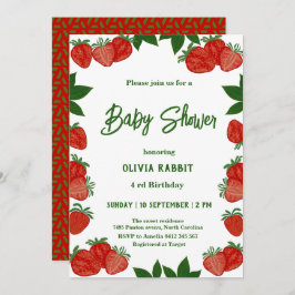 Strawberry Sweet Fruit Fresh Baby Shower Girl Einladung