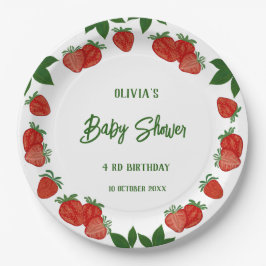 Strawberry Sweet Fruit Fresh Baby Shower Girl Pappteller