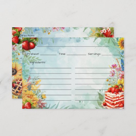 Strawberry Sweet Leckerei Rezept Card Begleitkarte (Vorne/Hinten)