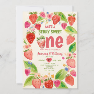 Strawberry Sweet One Berry 1. Geburtstag Einladung