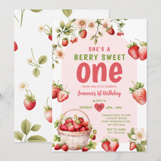 Strawberry Sweet One Berry 1. Geburtstag Einladung