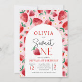 Strawberry Sweet One Berry 1. Geburtstag Party Einladung (Vorderseite)