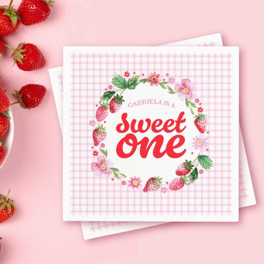 Strawberry Sweet One Berry Erster Geburtstag Serviette