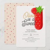 Strawberry Sweet One Einladung (Vorne/Hinten)