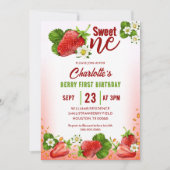 Strawberry Sweet One Einladung zum ersten Geburtst (Vorderseite)