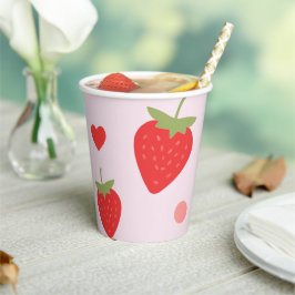 Strawberry Sweet Pink Girly Birthday Party Pappbecher