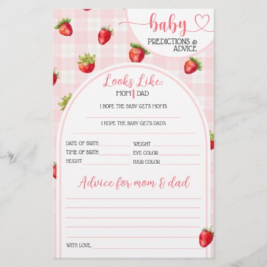 Strawberry Sweet Rustic Baby Girl Duschspiel (Vorderseite)