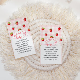 Strawberry Sweet Rustic Books Baby Girl Dusche Begleitkarte