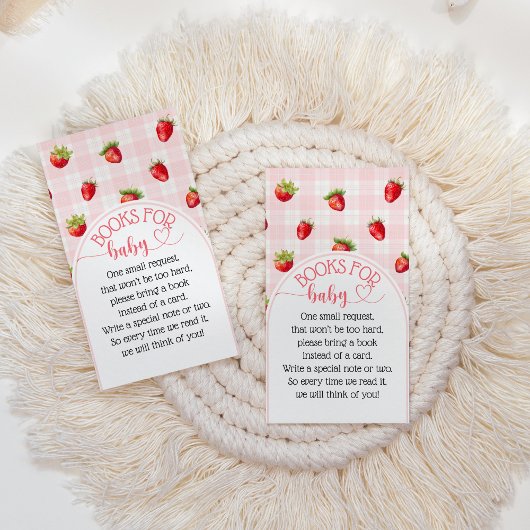 Strawberry Sweet Rustic Books Baby Girl Dusche Begleitkarte