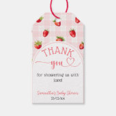 Strawberry Sweet Rustic diaper Baby Girl Dusche Geschenkanhänger (Vorderseite)