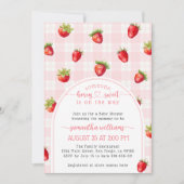 Strawberry Sweet Summer Rustic Baby Girl Dusche Einladung (Vorderseite)