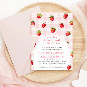 Strawberry Sweet Summer Rustic Baby Girl Dusche Einladung