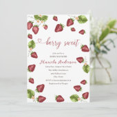 Strawberry Sweet Water Color Baby Dusche Einladung (Stehend Vorderseite)