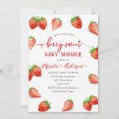 Strawberry Sweet Watercolor Babydusche Einladung (Vorderseite)