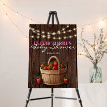 Strawberry Sweet Wood Basket Baby Dusche