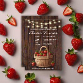 Strawberry Sweet Wood Basket Baby Dusche Einladung