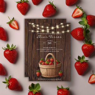 Strawberry Sweet Wood Basket Baby Dusche Einladung