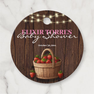 Strawberry Sweet Wood Basket Baby Dusche Geschenkanhänger