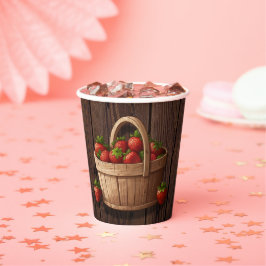Strawberry Sweet Wood Basket Baby Dusche Pappbecher