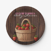 Strawberry Sweet Wood Basket Baby Dusche Pappteller (Vorderseite)