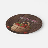 Strawberry Sweet Wood Basket Baby Dusche Pappteller (Schrägansicht)