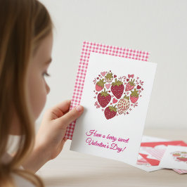 Strawberry Sweetheart Valentines Day Card for Kids Mitteilungskarte