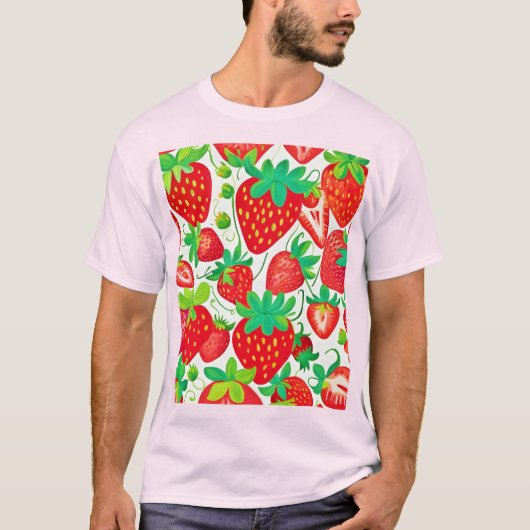 Strawberry Swirl Muster T-Shirt (Vorderseite)